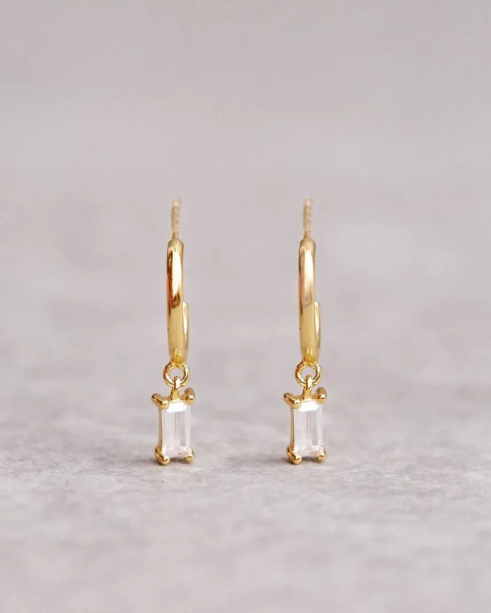 ALOHAS Jewelry Women Hanging Crystal 8211 Gold And White Crystal Earrings