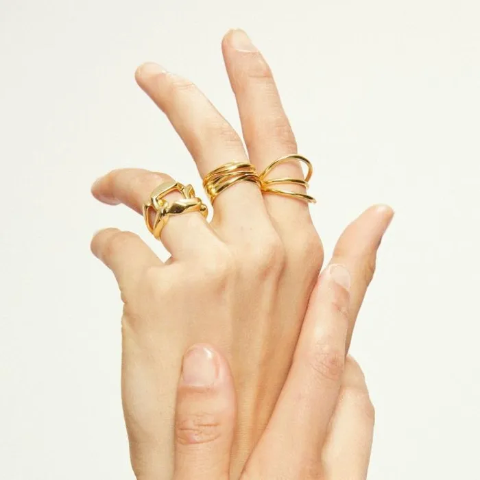 ALOHAS Jewelry Women Multi Curve 8211 Gold Ring