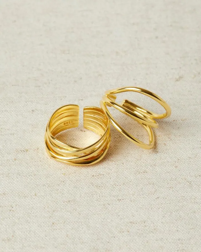 ALOHAS Jewelry Women Multi Curve 8211 Gold Ring