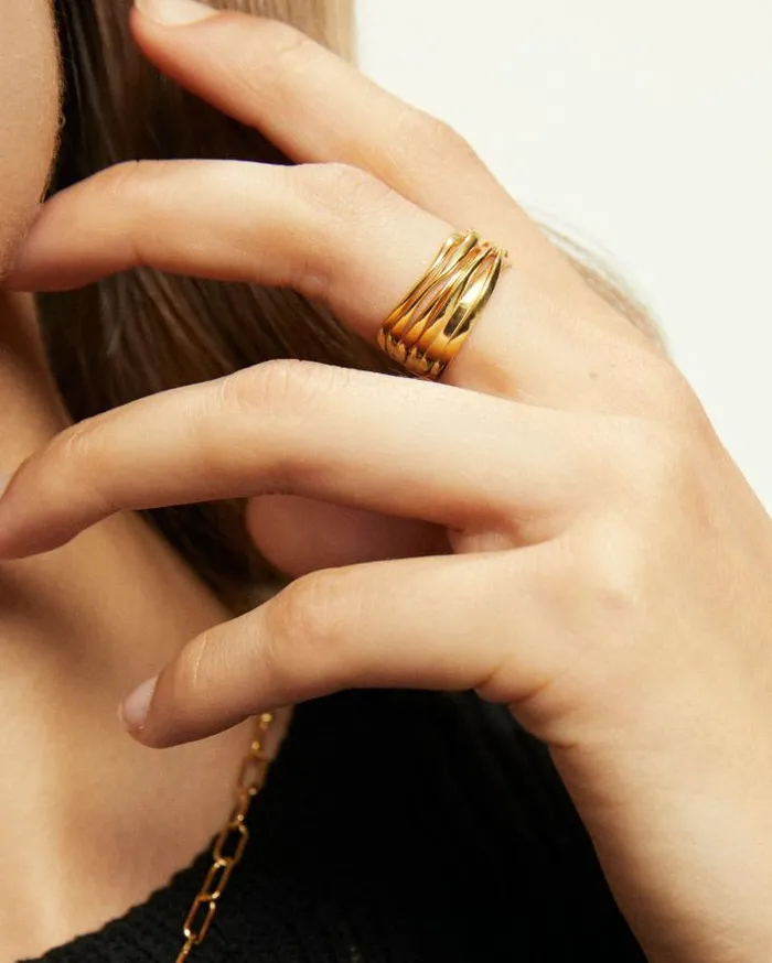 ALOHAS Jewelry Women Multi Curve 8211 Gold Ring