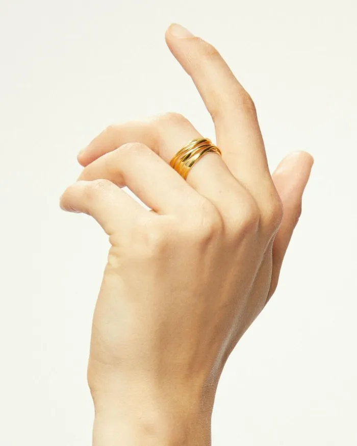 ALOHAS Jewelry Women Multi Curve 8211 Gold Ring