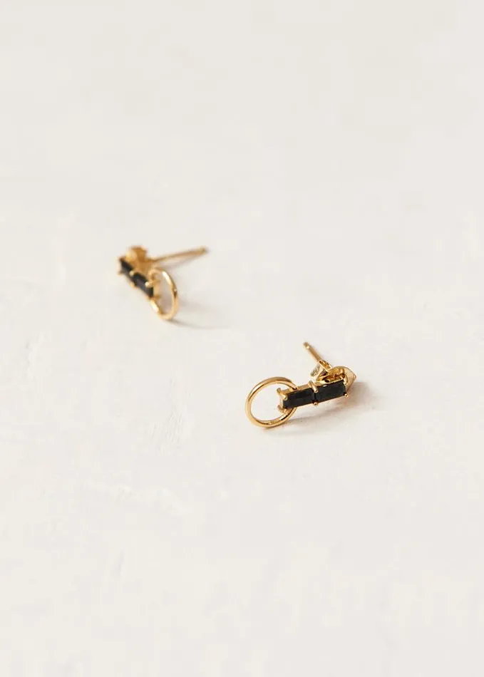 ALOHAS Jewelry Women Nest 8211 Black Crystal Gold Plated Earrings