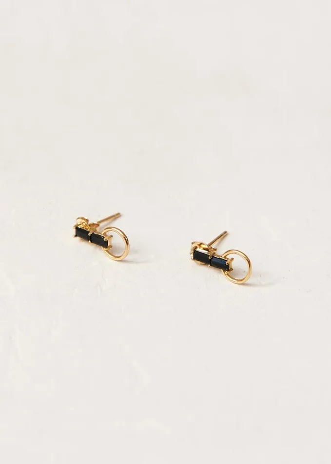 ALOHAS Jewelry Women Nest 8211 Black Crystal Gold Plated Earrings