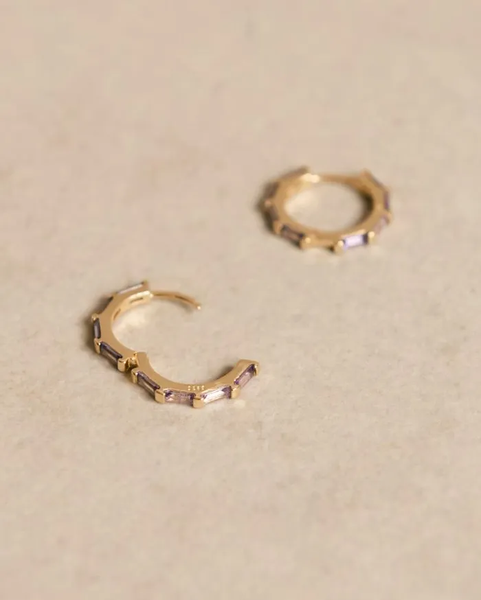 ALOHAS Jewelry Women Orlop 8211 Gold And Purple Earrings
