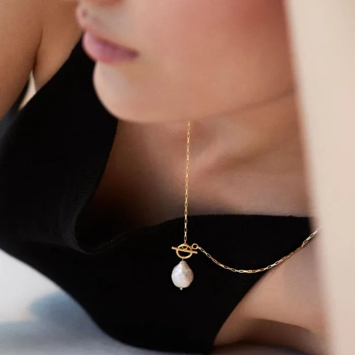 ALOHAS Jewelry Women Teardrop 8211 Pearl And Gold Necklace