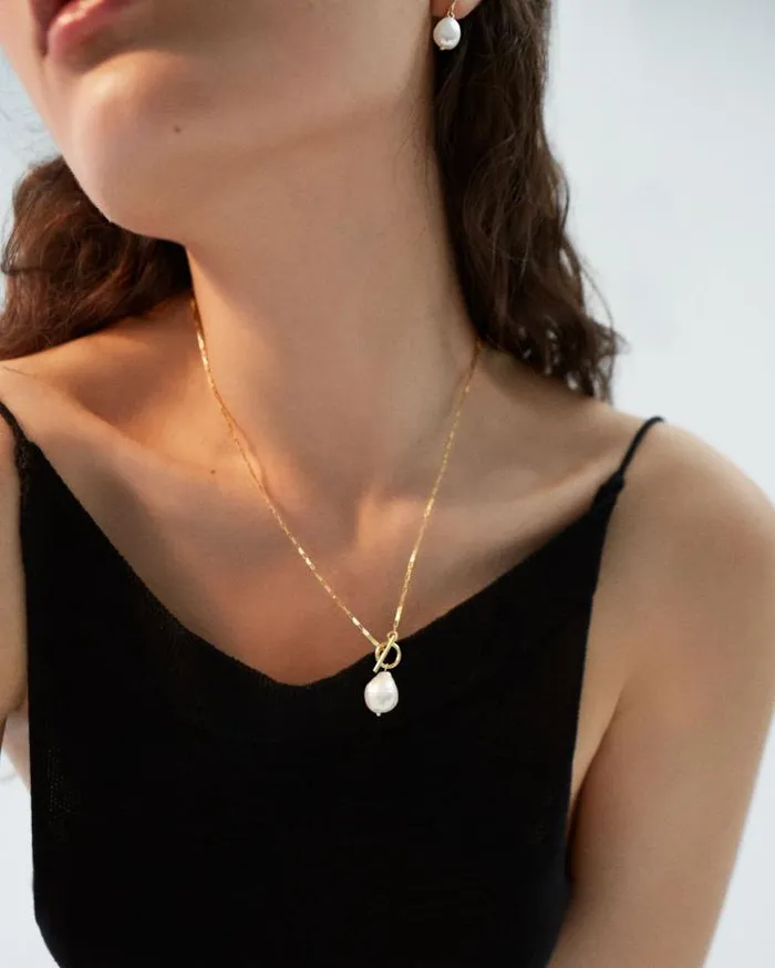 ALOHAS Jewelry Women Teardrop 8211 Pearl And Gold Necklace