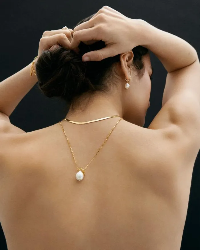 ALOHAS Jewelry Women Teardrop 8211 Pearl And Gold Necklace