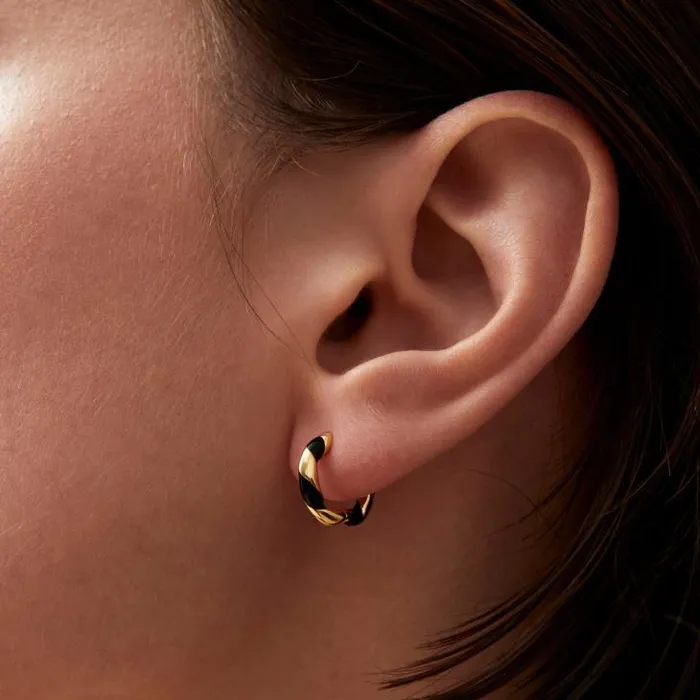 ALOHAS Jewelry Women Tin 8211 Gold And Black Earrings