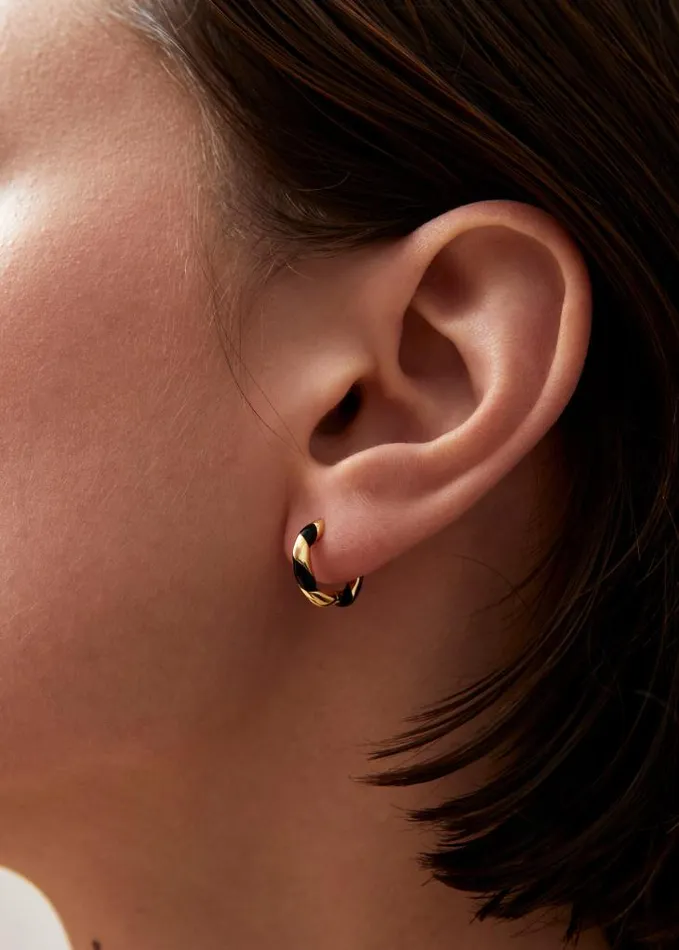 ALOHAS Jewelry Women Tin 8211 Gold And Black Earrings