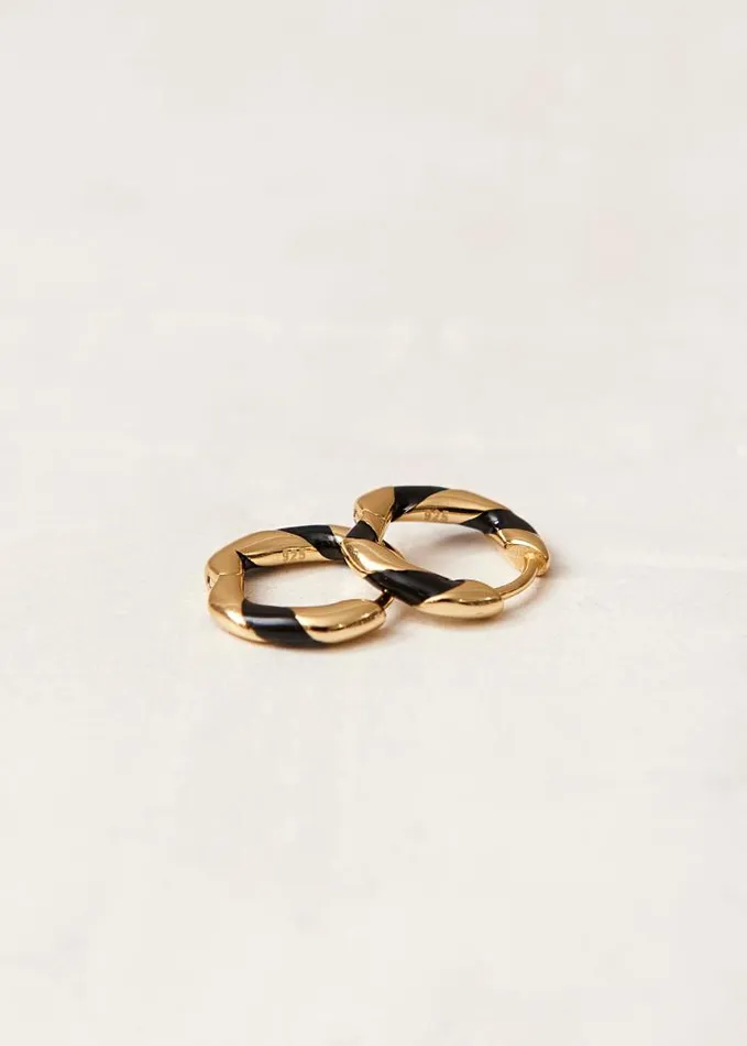 ALOHAS Jewelry Women Tin 8211 Gold And Black Earrings