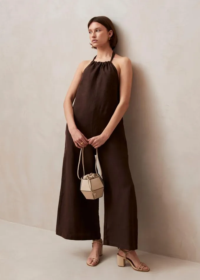 ALOHAS Jumpsuits Women Yona 8211 Brown Linen Jumpsuit