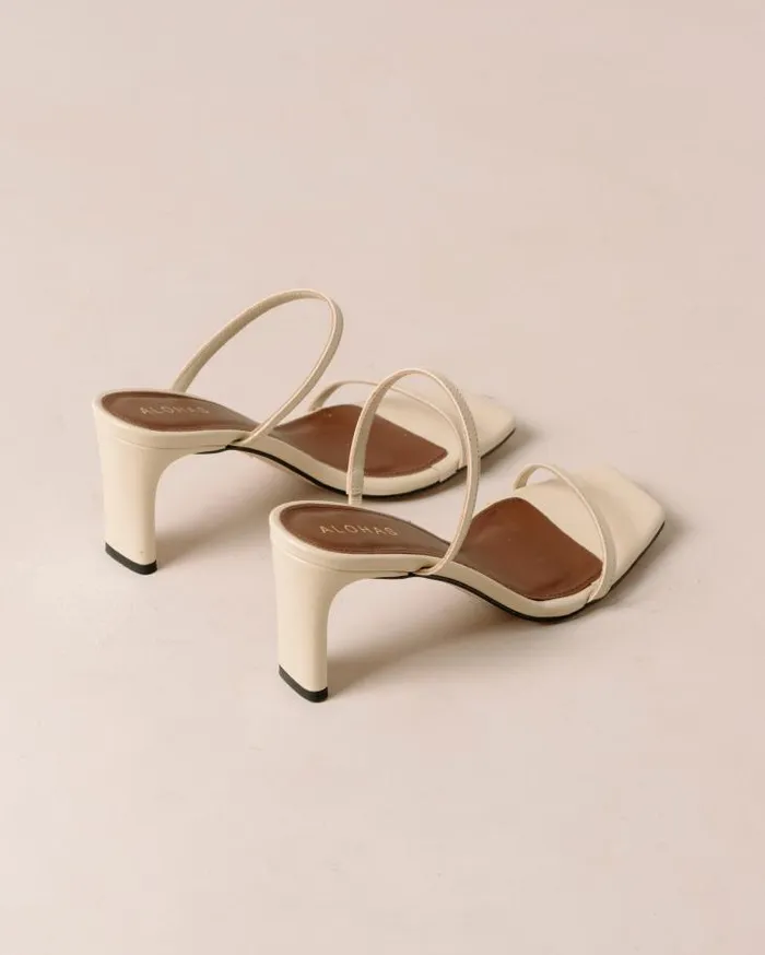ALOHAS Mules Women Cannes 8211 Beige Leather Sandals