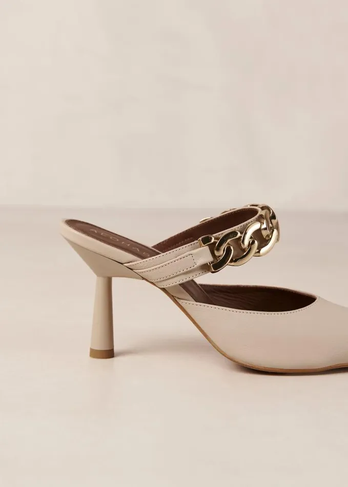 ALOHAS Mules Women Daisy 8211 White Leather Mules