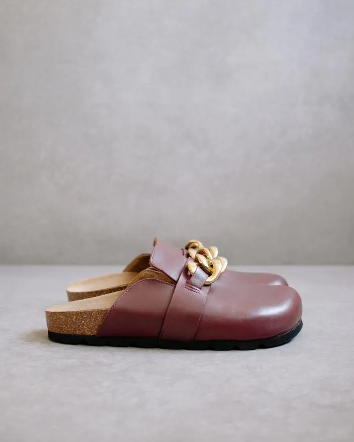 ALOHAS Mules Women Fireside Chain 8211 Red Leather Clogs