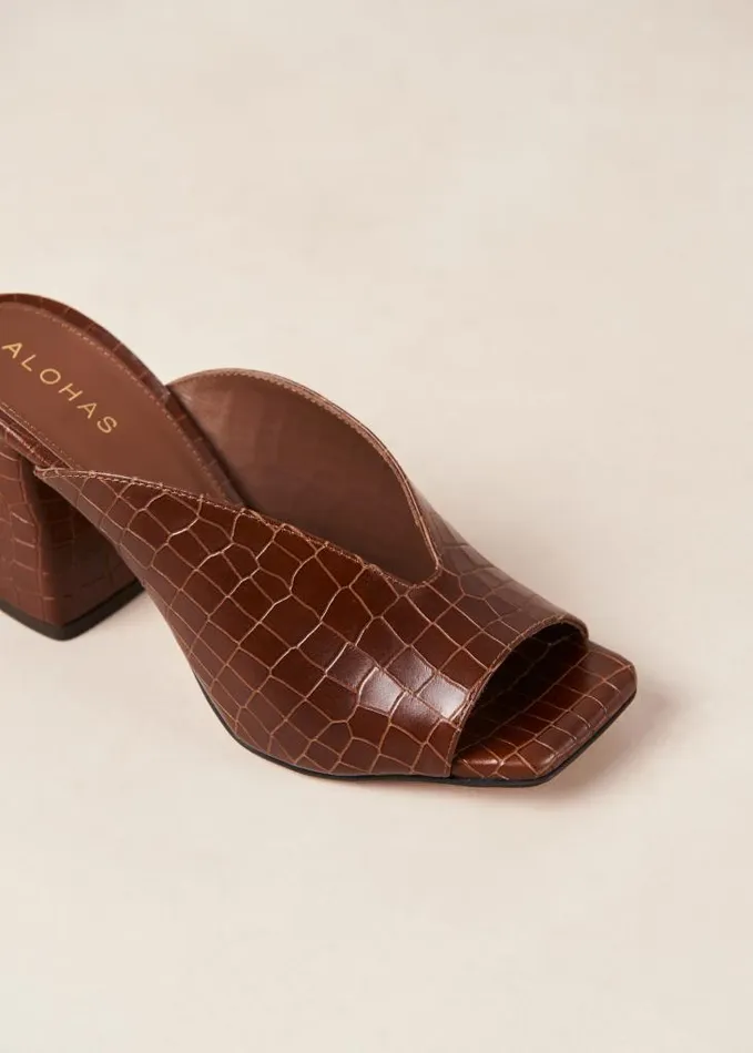 ALOHAS Mules Women Frenchie 8211 Brown Leather Mules
