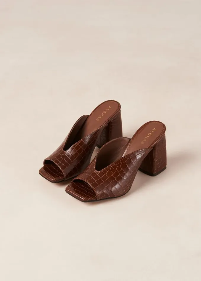 ALOHAS Mules Women Frenchie 8211 Brown Leather Mules