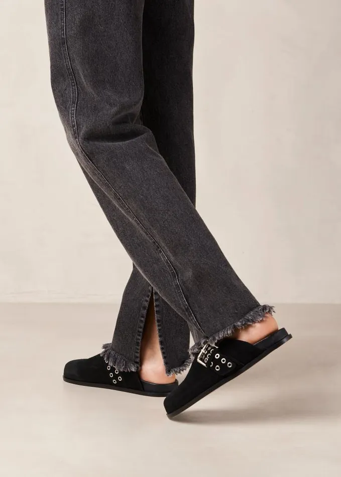 ALOHAS Mules Women Halia 8211 Black Suede Clogs
