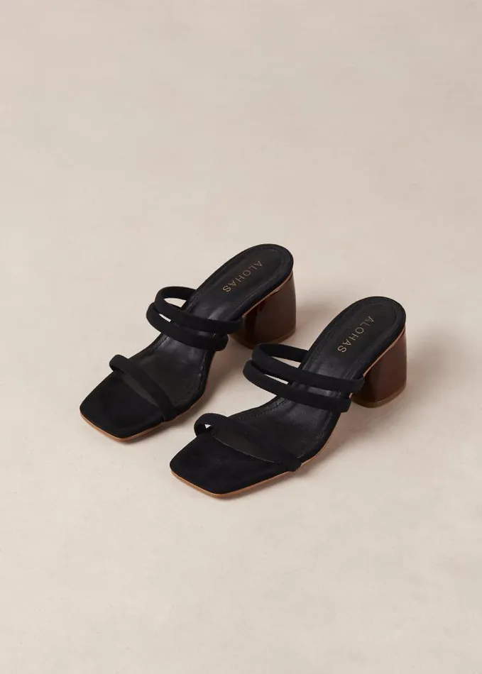 ALOHAS Mules Women Indiana 8211 Black Suede Sandals