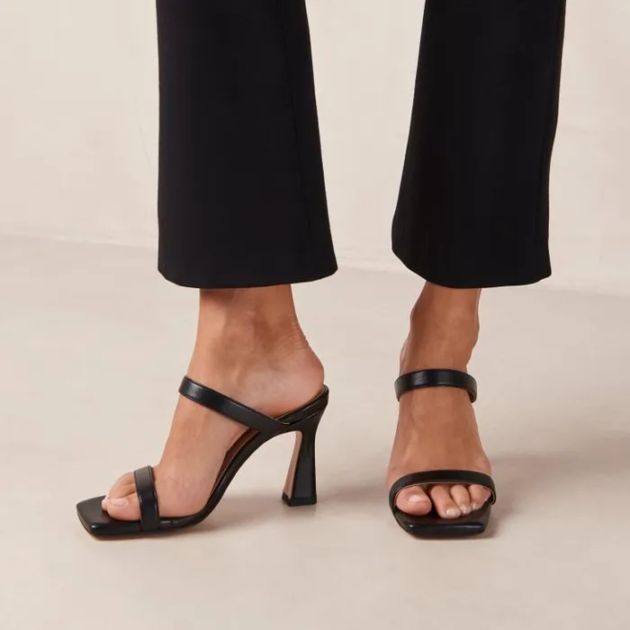 ALOHAS Mules Women Lulu 8211 Black Vegan Leather Sandals