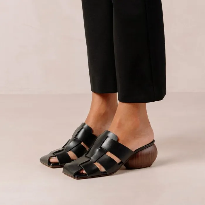 ALOHAS Mules Women Ruby 8211 Black Woven Leather Mules