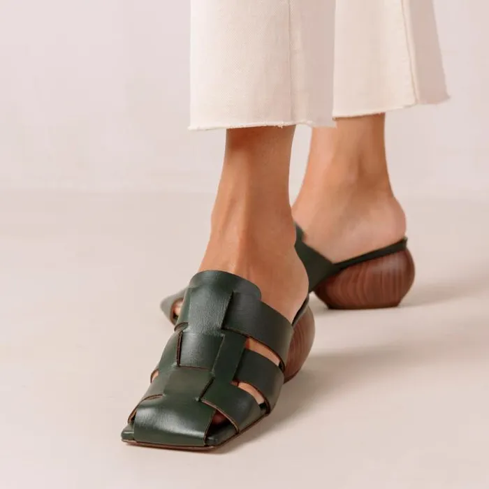 ALOHAS Mules Women Ruby 8211 Green Woven Leather Mules