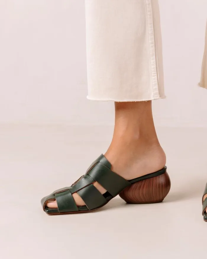 ALOHAS Mules Women Ruby 8211 Green Woven Leather Mules