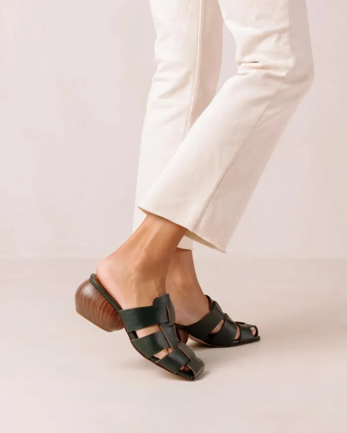 ALOHAS Mules Women Ruby 8211 Green Woven Leather Mules