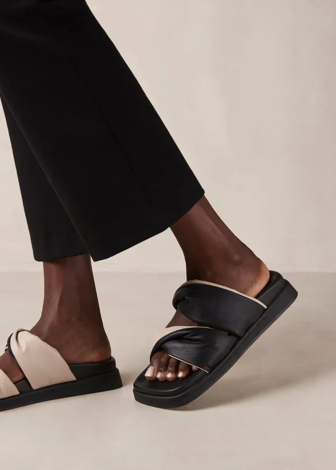 ALOHAS Mules Women Shaka Bicolor 8211 Black And White Leather Sandals