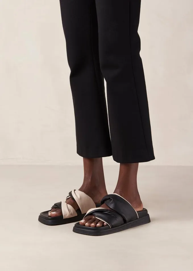 ALOHAS Mules Women Shaka Bicolor 8211 Black And White Leather Sandals