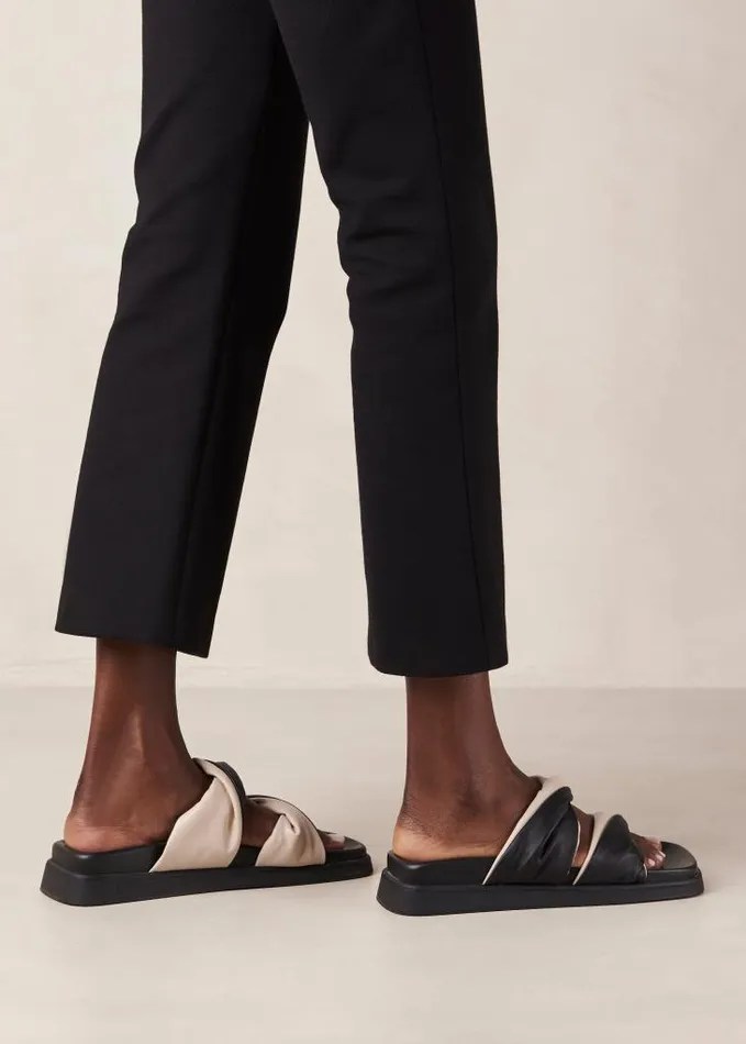 ALOHAS Mules Women Shaka Bicolor 8211 Black And White Leather Sandals