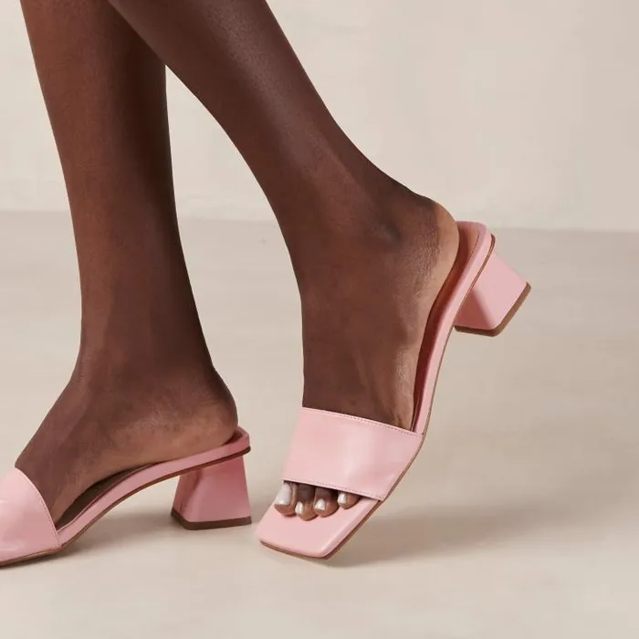 ALOHAS Mules Women Squared 8211 Pink Vegan Leather Sandals
