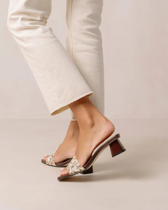 ALOHAS Mules Women Squared Kalon 8211 Brown Vegan Leather Sandals