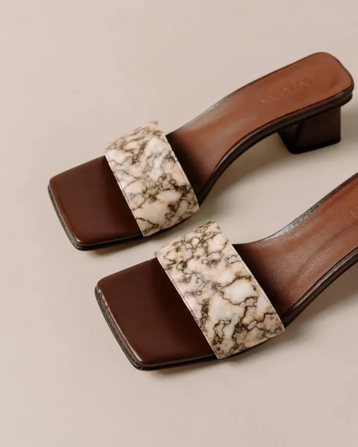 ALOHAS Mules Women Squared Kalon 8211 Brown Vegan Leather Sandals