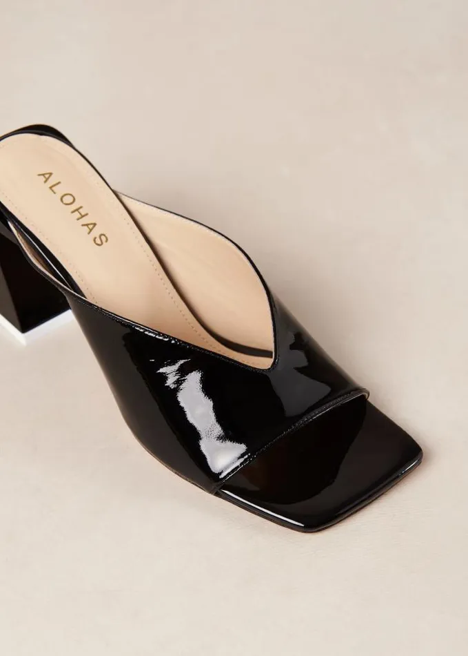 ALOHAS Mules Women Tasha 8211 Black Patent Leather Mules