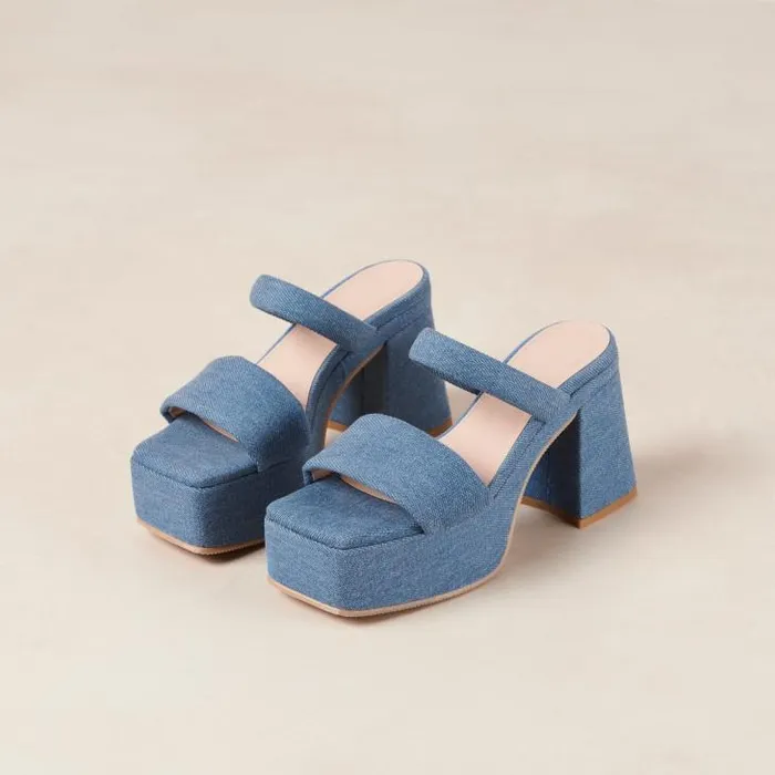ALOHAS Mules Women Viviana 8211 Blue Denim Sandals
