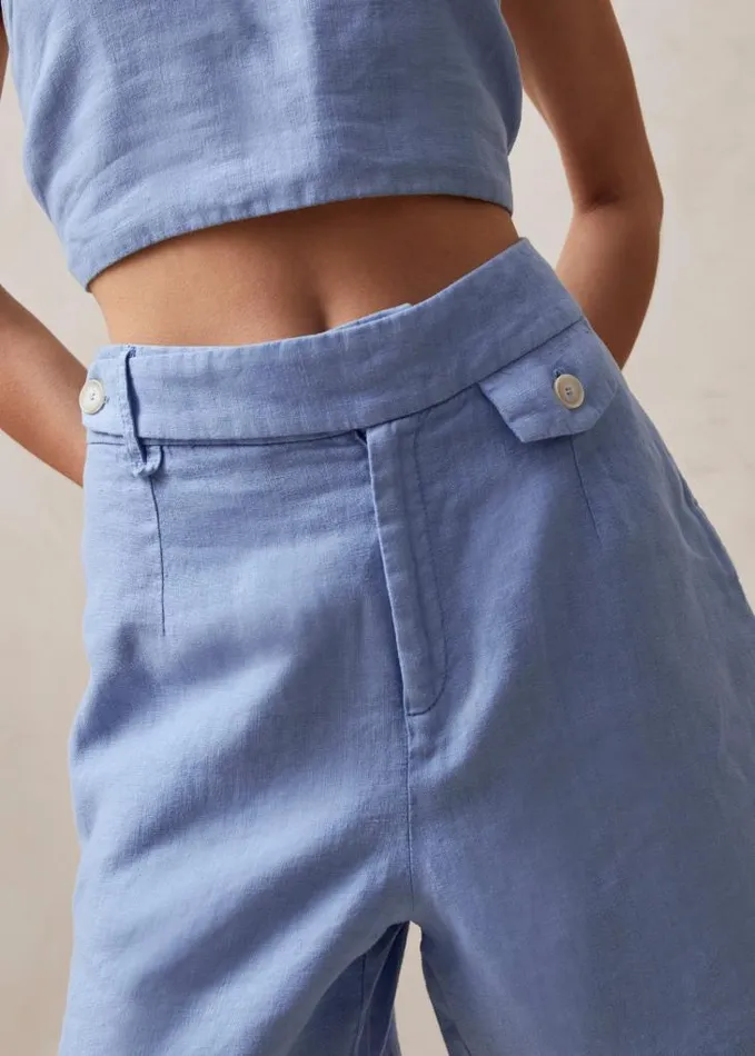 ALOHAS Pants Women Boa 8211 Blue Linen Shorts