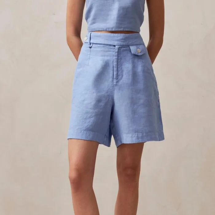 ALOHAS Pants Women Boa 8211 Blue Linen Shorts