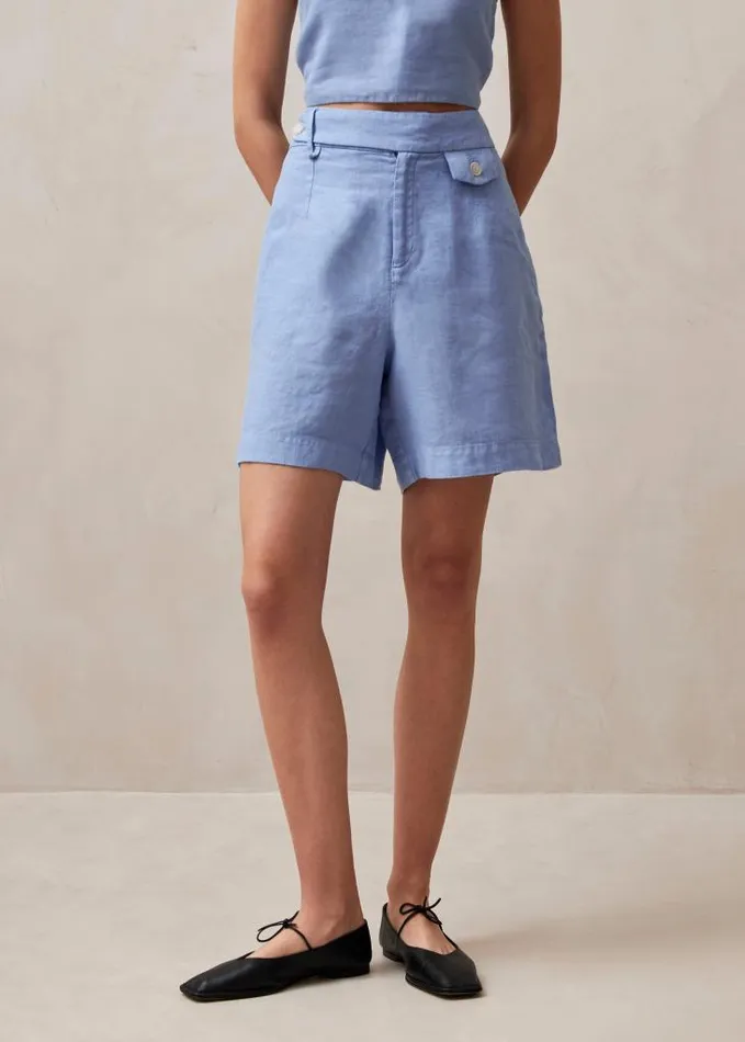 ALOHAS Pants Women Boa 8211 Blue Linen Shorts