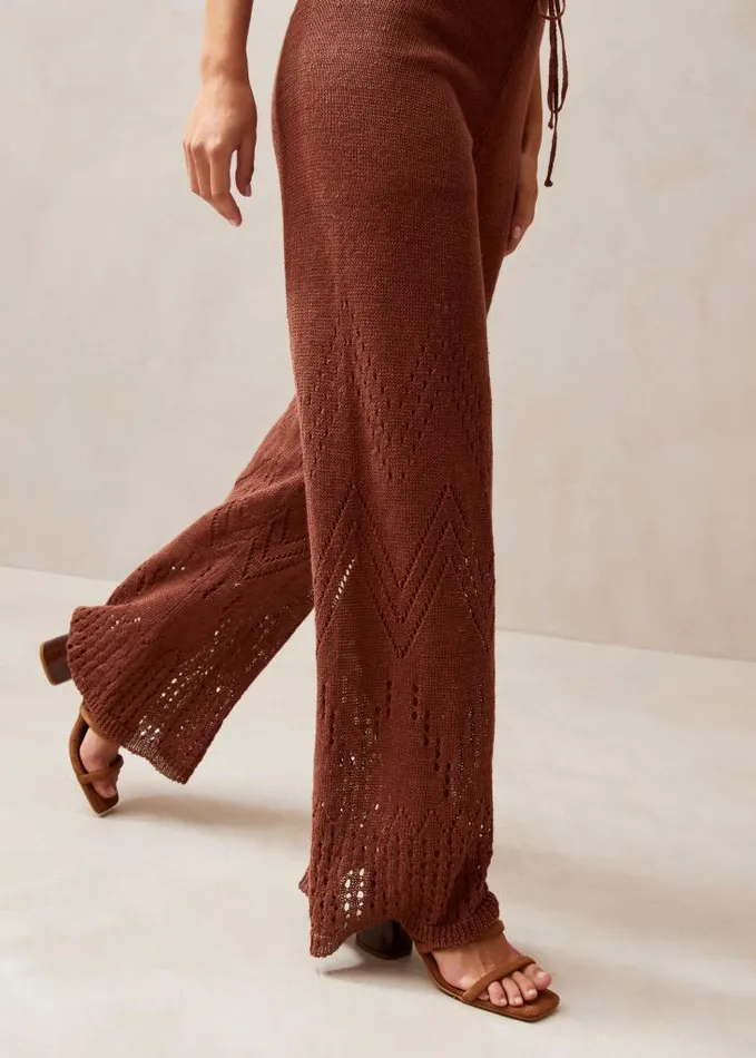 ALOHAS Pants Women Capri 8211 Brown Crochet Pants