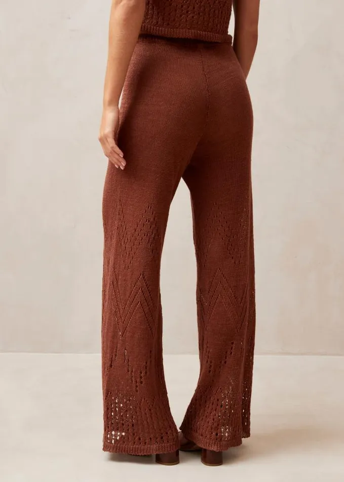 ALOHAS Pants Women Capri 8211 Brown Crochet Pants