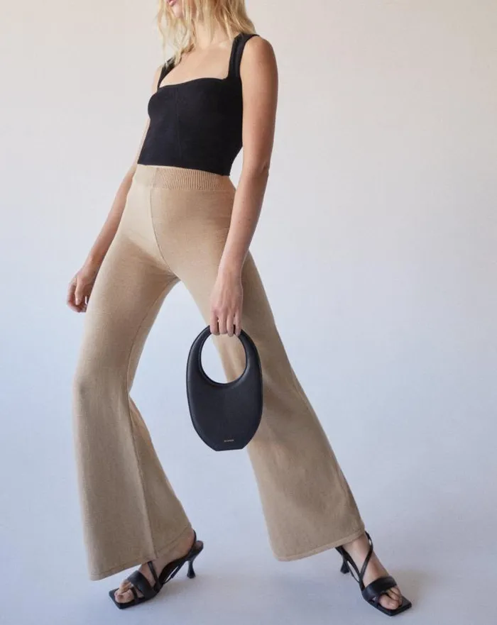 ALOHAS Pants Women Easy Wide 8211 Beige Knit Pants