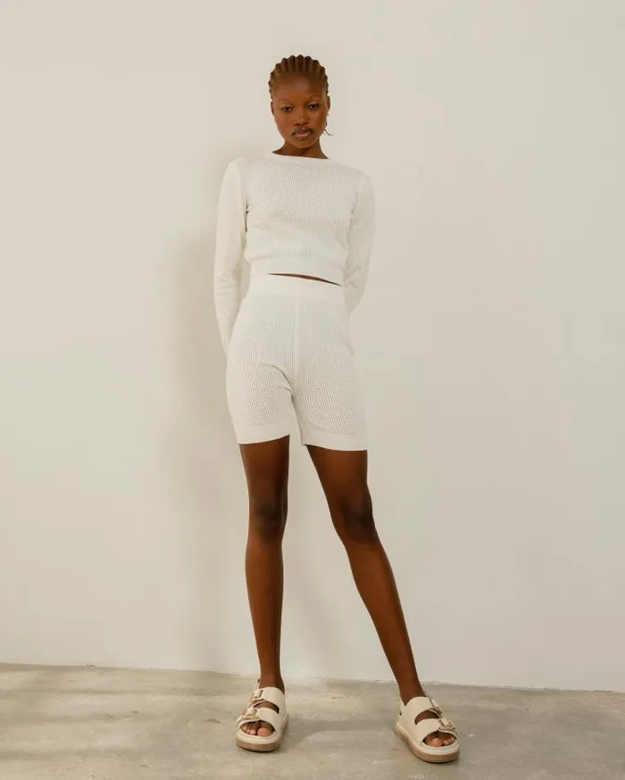 ALOHAS Pants Women Rookie 8211 White Knit Shorts