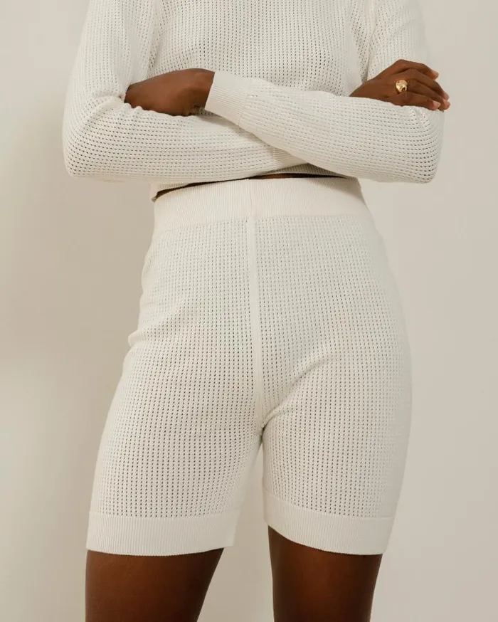 ALOHAS Pants Women Rookie 8211 White Knit Shorts