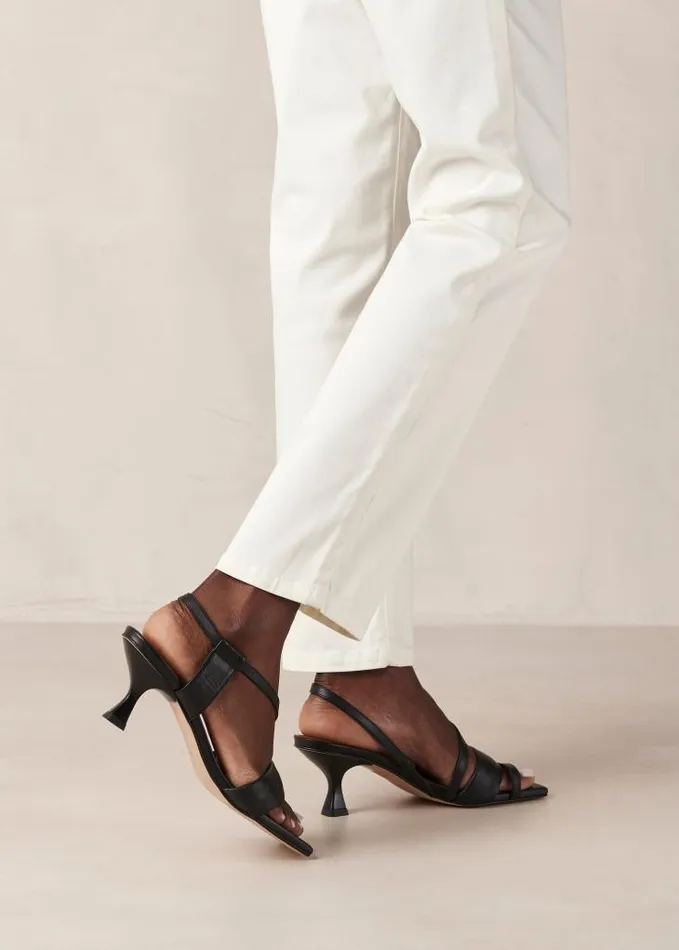 ALOHAS Sandals Women Asymmetric Straps 8211 Black Leather Sandals