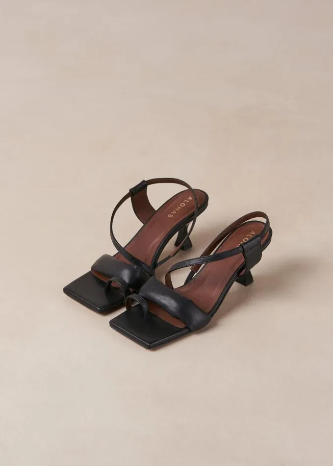 ALOHAS Sandals Women Asymmetric Straps 8211 Black Leather Sandals