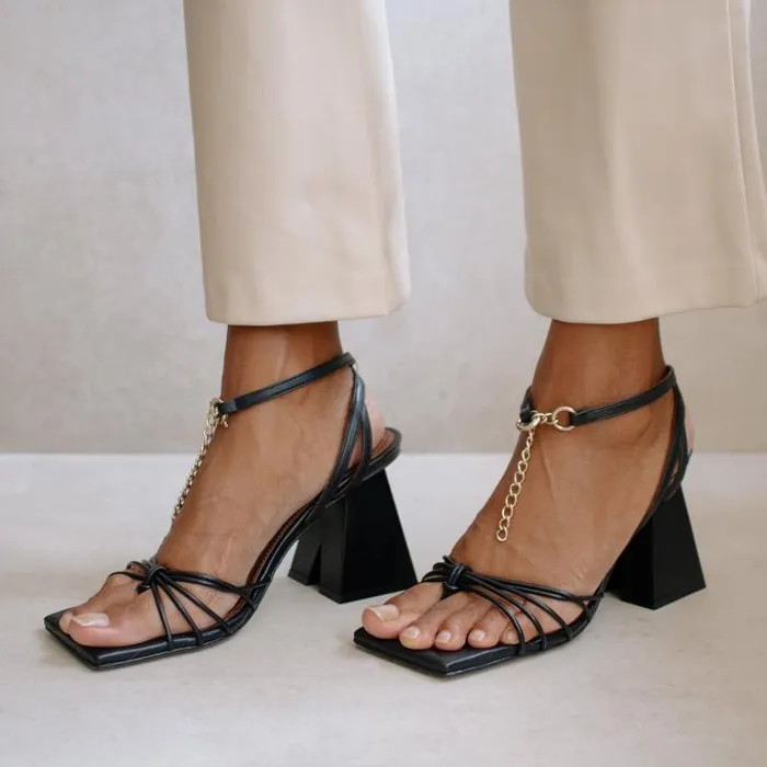 ALOHAS Sandals Women Cactus 8211 Black Leather Sandals