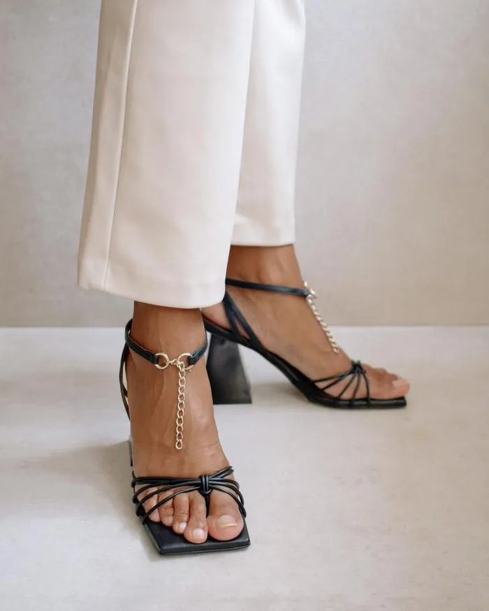 ALOHAS Sandals Women Cactus 8211 Black Leather Sandals