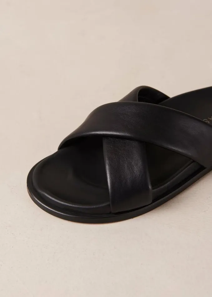 ALOHAS Sandals Women Calima 8211 Black Leather CrissCross Sandals