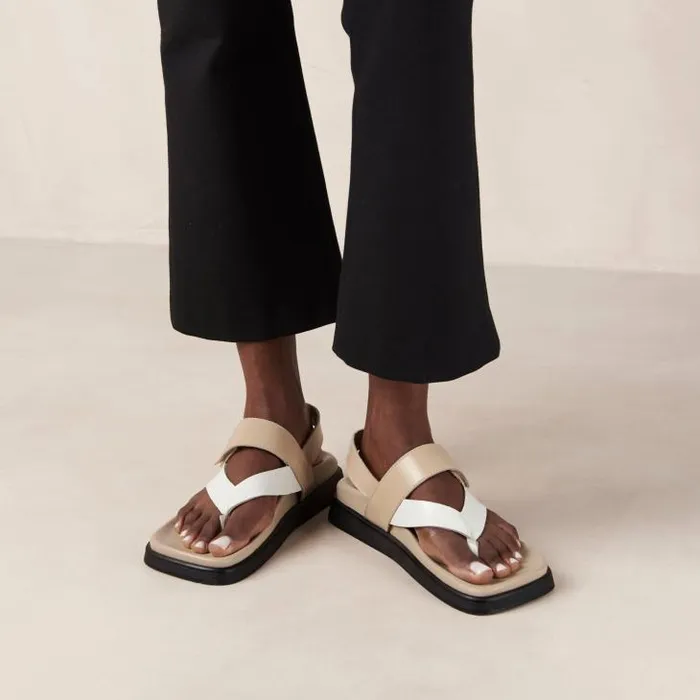 ALOHAS Sandals Women Decade 8211 White And Brown Leather Sandals