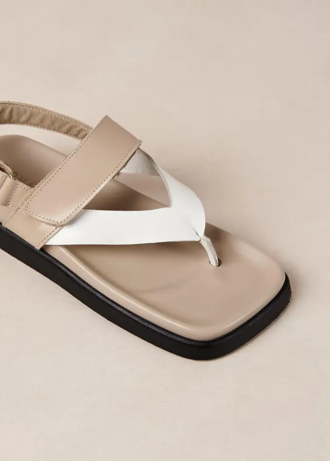ALOHAS Sandals Women Decade 8211 White And Brown Leather Sandals
